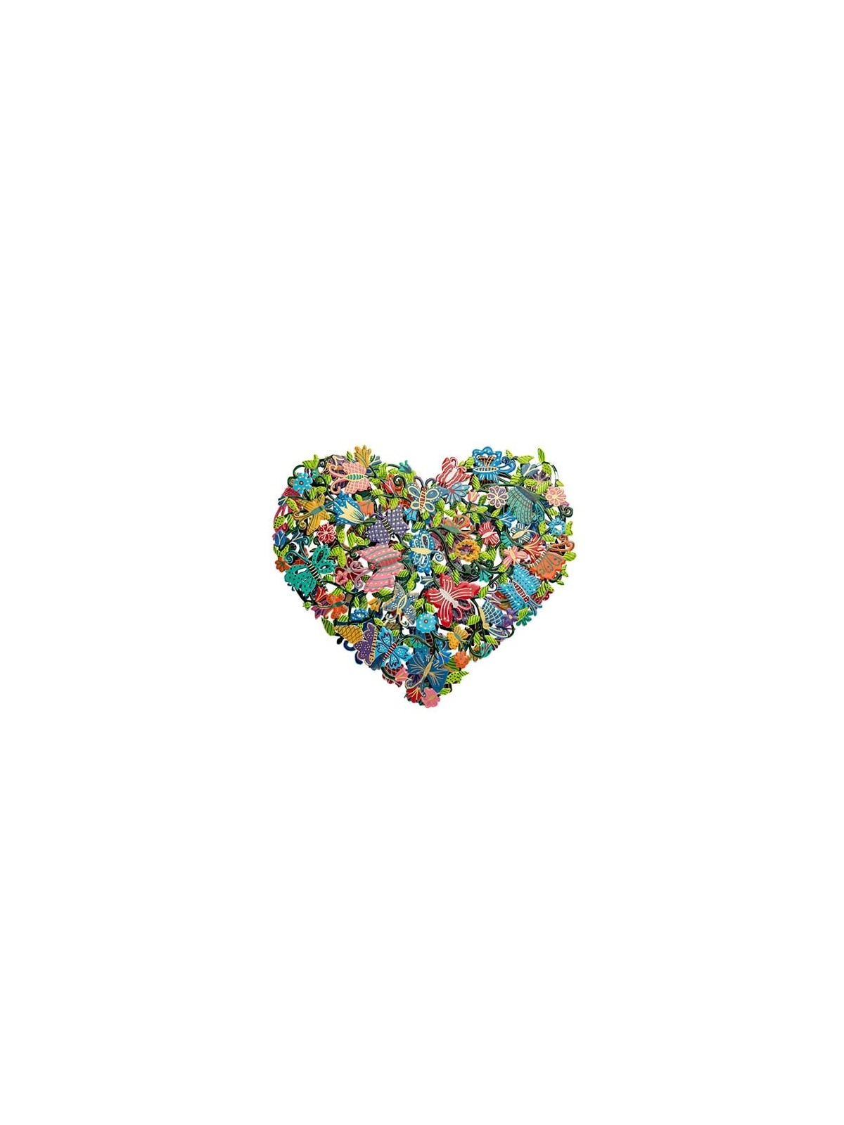 Yair Emanuel Hand-Painted Metal Cut-Out - Heart With Flowers